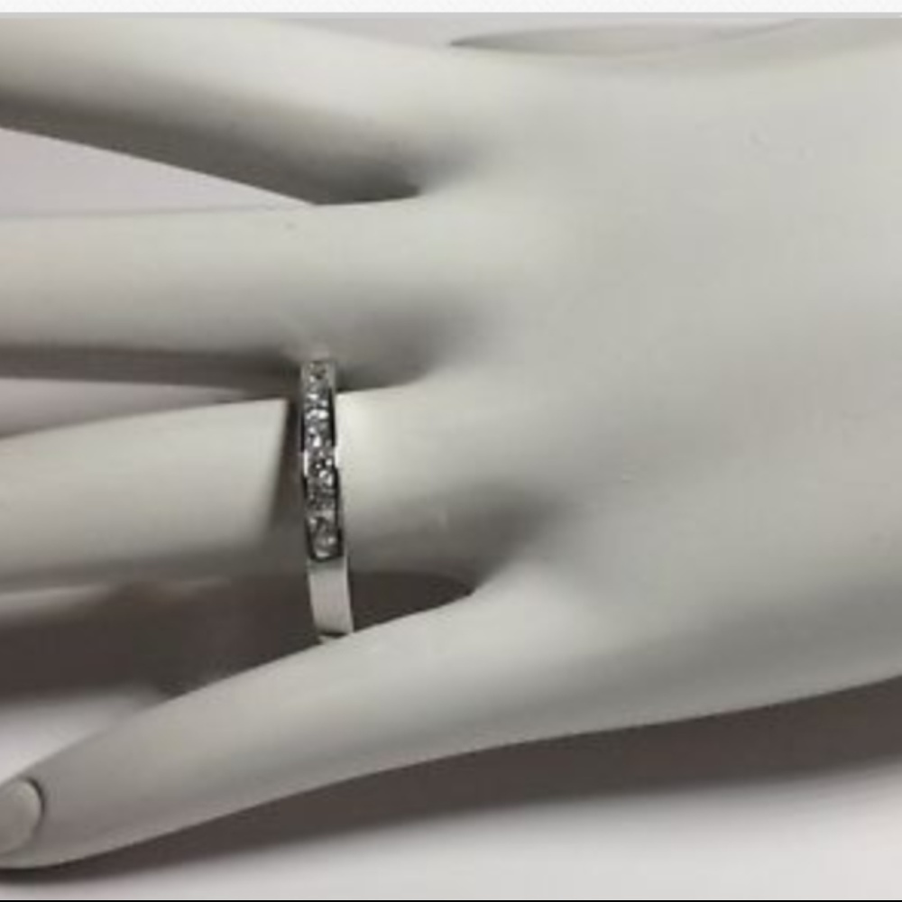 Silver Rhodium Anniversary Ring Eternity Size 10 - Picture 6 of 8